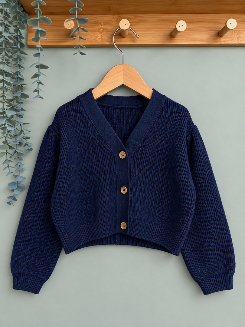 Gilet cardigan fille Little Cigogne bleu marine 4 ans mi-saison manches longues