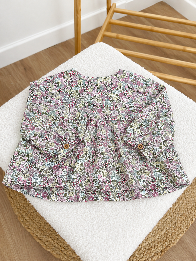 Blouse rose fille Sergent Major 9 mois fleurie mi-saison