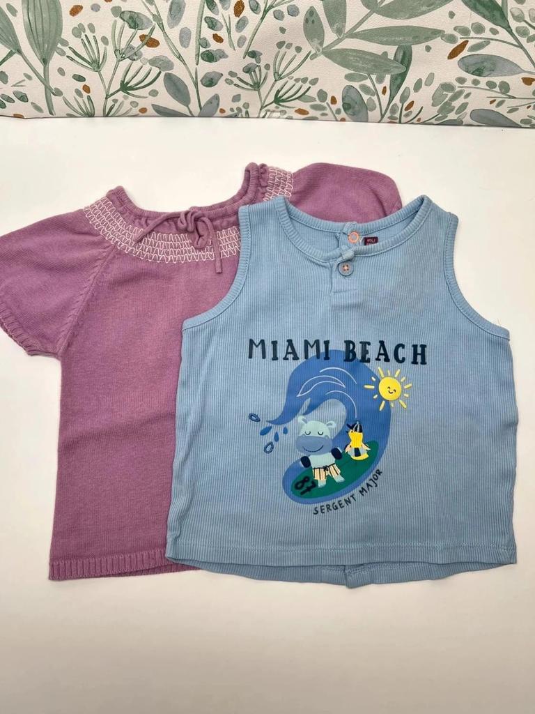 Lot 2 t-shirts manches courtes été fille - 9 mois