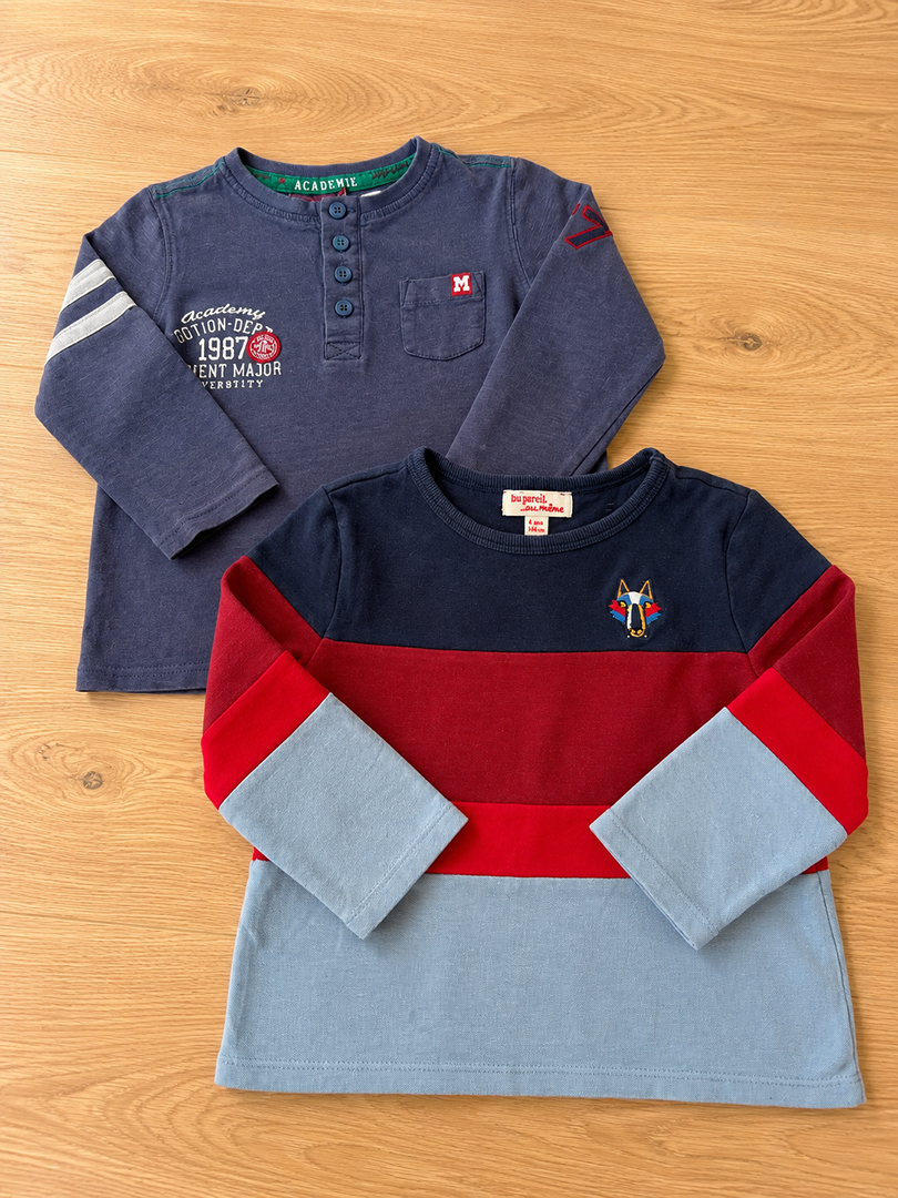 Lot de 2 t-shirts manches longues garçon Sergent Major Dpam bleu 4 ans mi-saison
