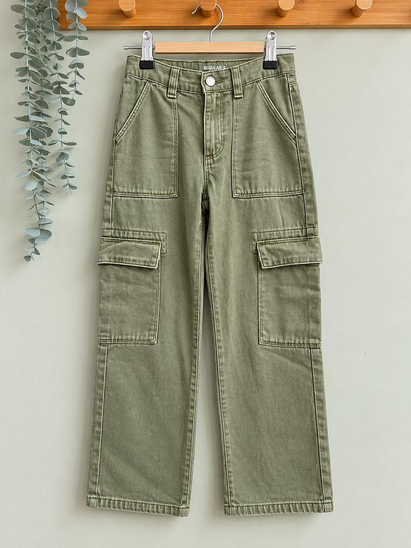 Pantalon cargo Kiabi vert fille mi-saison 7 ans