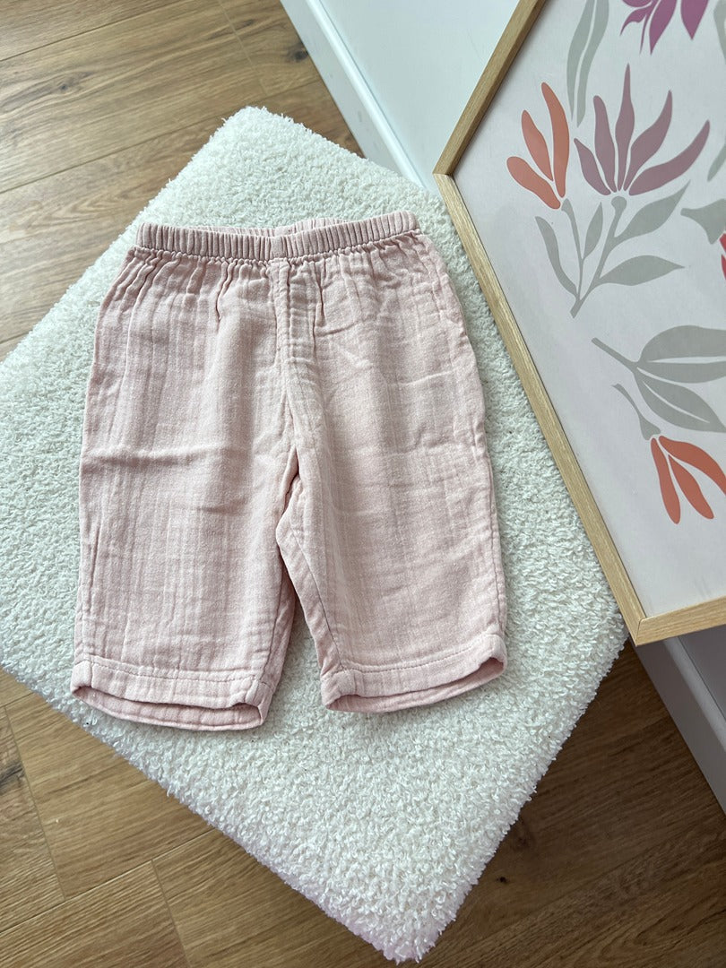 Pantalon Petit Bateau 3 mois rose gaze de coton fille été