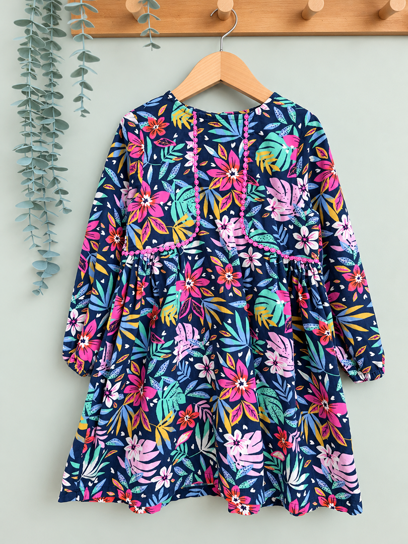 Robe velours côtelé fleurie fille Du Pareil au Même 6 ans manches longues hiver