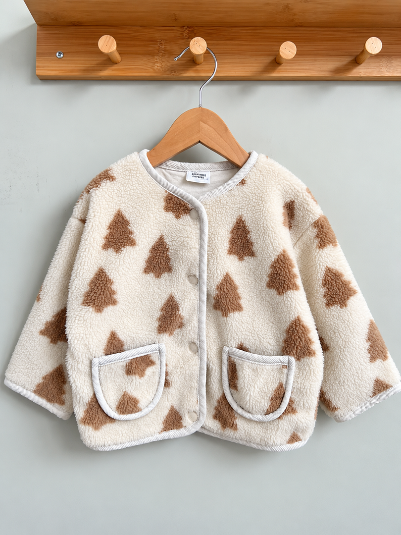 Veste polaire Tape à l'œil mixte 2 ans hiver manches longues sapins crème et marron fille garçon