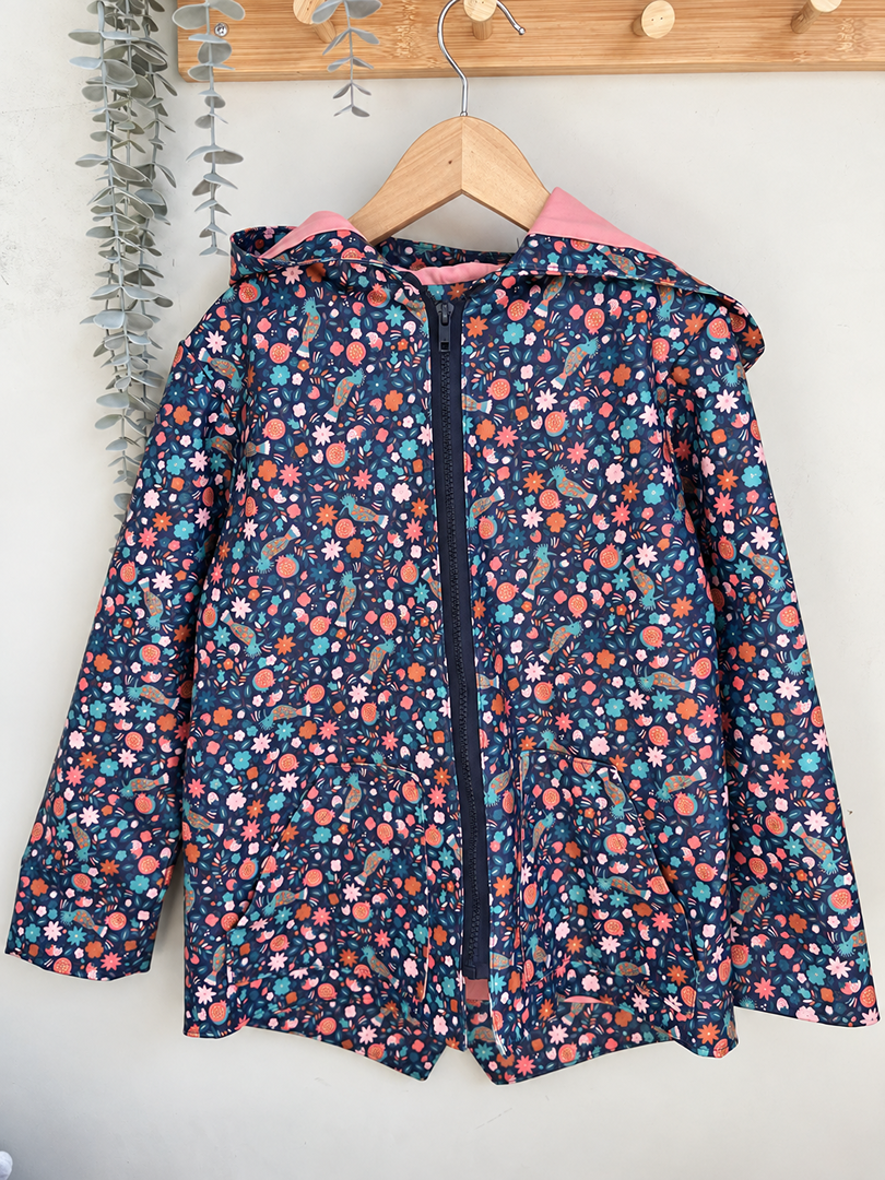 Imperméable fille fleurs mi-saison manches longues 8 ans