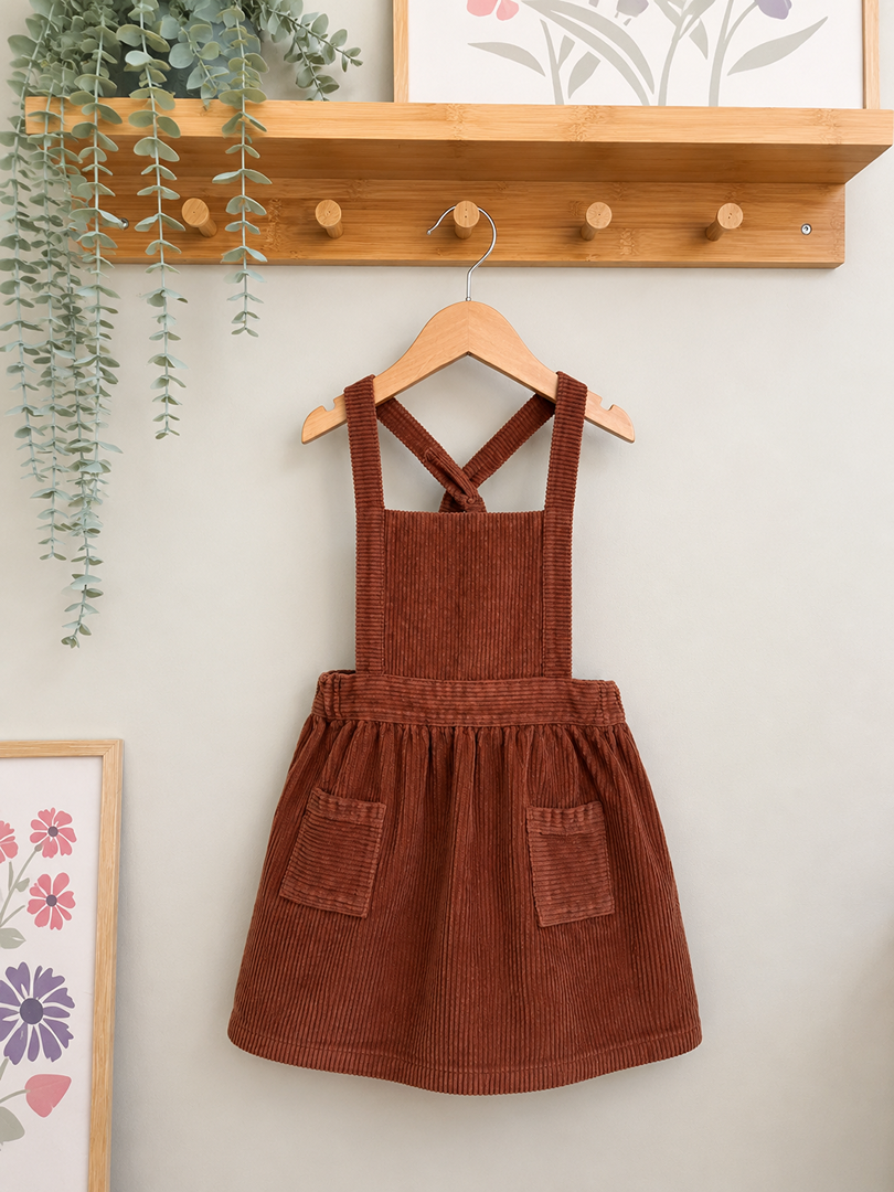 Robe salopette velours côtelé Petit Bateau 3 ans marron fille mi-saison