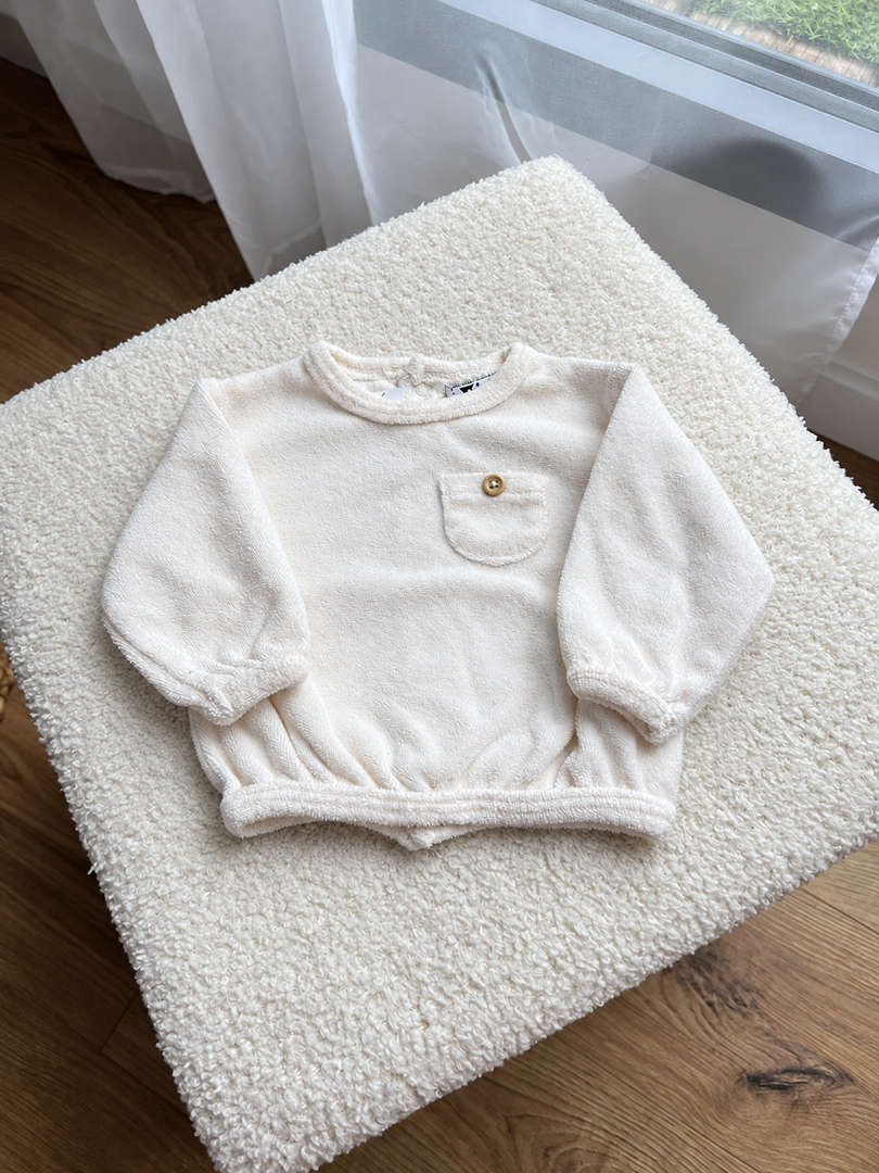 Pull éponge écru Tape à l'œil bébé fille 1 mois mi-saison manches longues