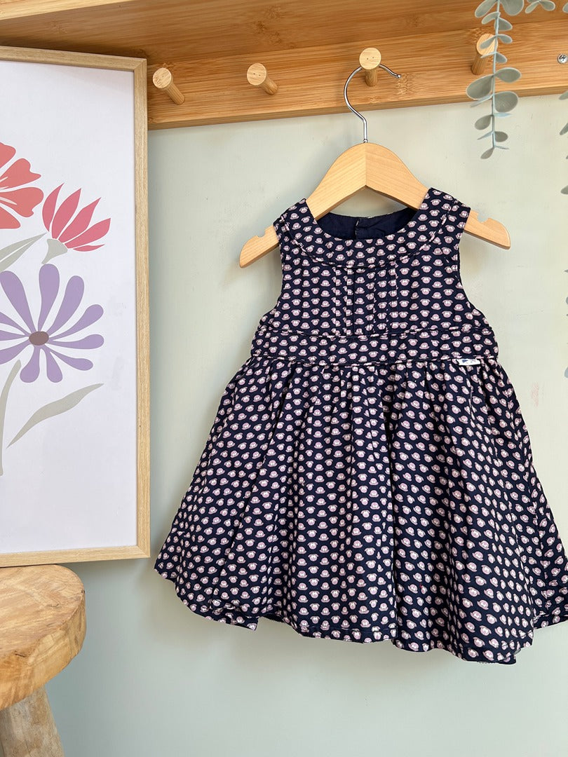 Robe Sergent Major fille 9 mois marine imprimée été sans manches