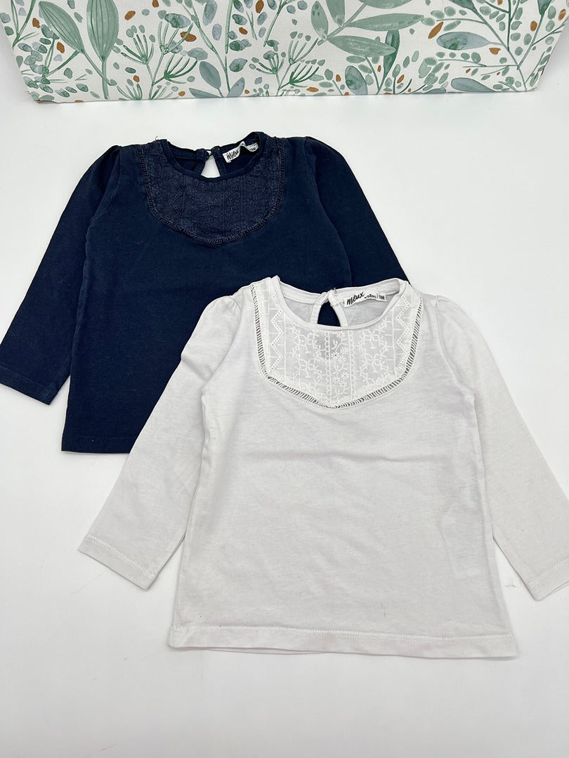 Lot 2 t-shirts manches longues fille Gemo 18 mois mi-saison