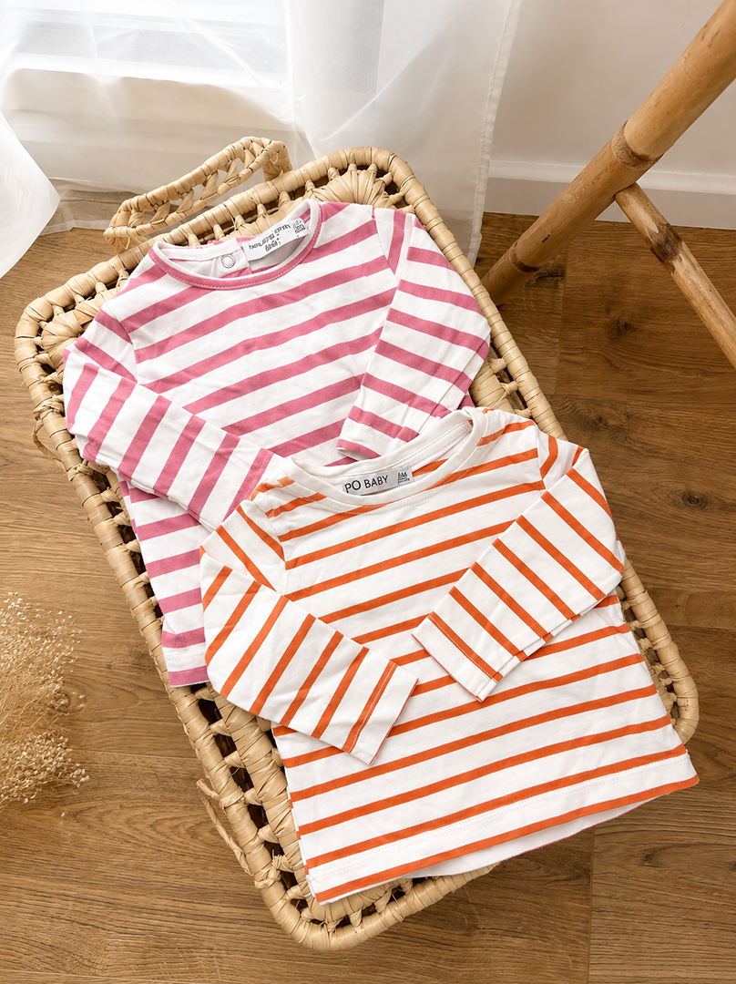 lot 2 T-shirt fille rayé mi-saison manches longues 6 mois Npo Fashion private company