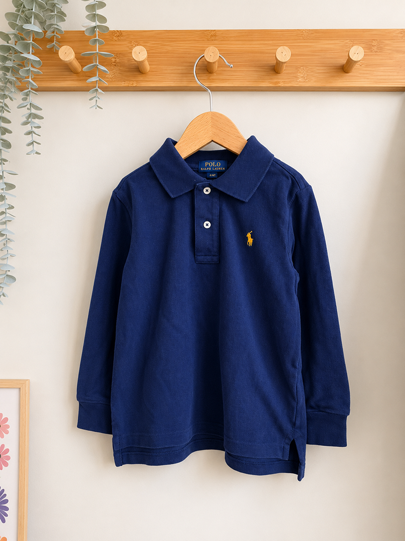 Polo bleu Ralph Lauren garçon 3 ans manches longues