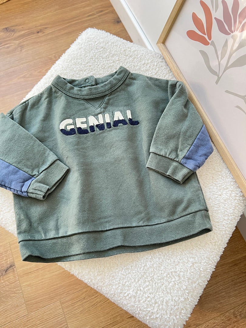 Sweat pull garçon Vertbaudet vert kaki 6 mois manches longues