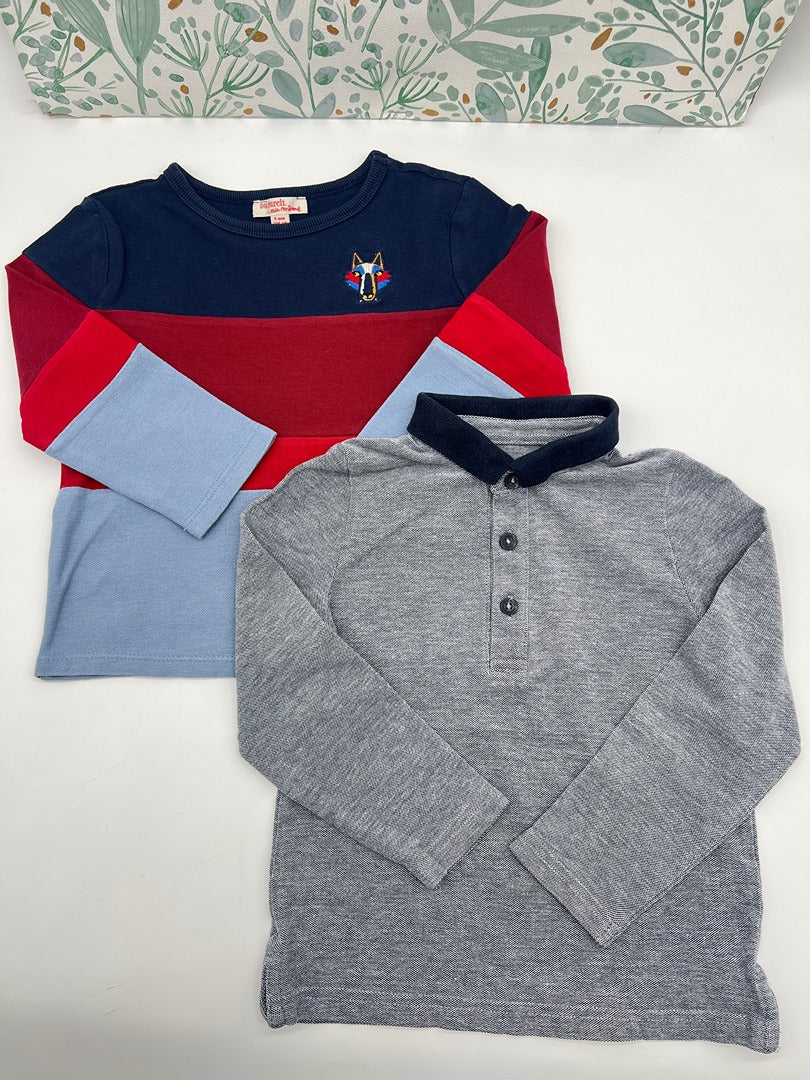 Lot 2 t-shirts polo manches longues garçon Dpam Du pareil au même Kiabi - 4 ans