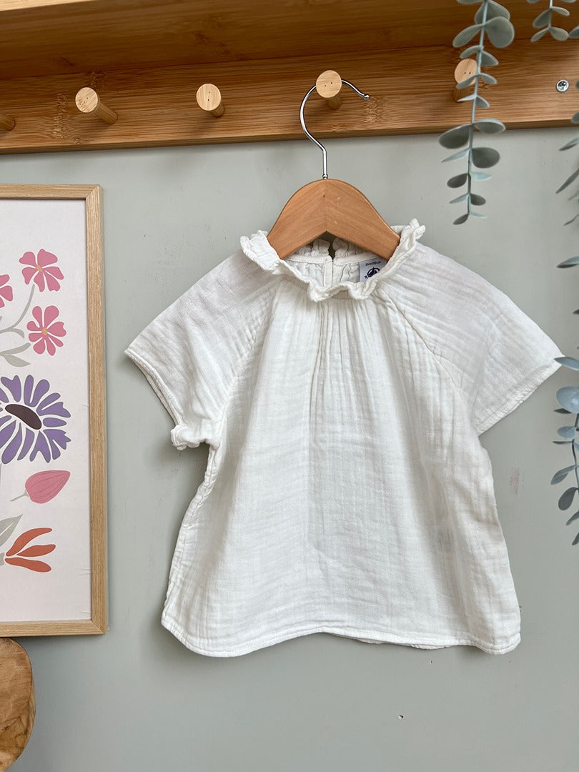Blouse gaz de coton fille Petit Bateau - 2 ans - Blanc