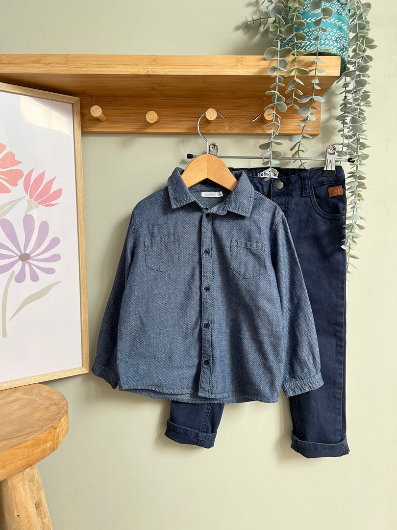 Ensemble garçon chemise Bout'chou & jean Gémo 3 ans bleu