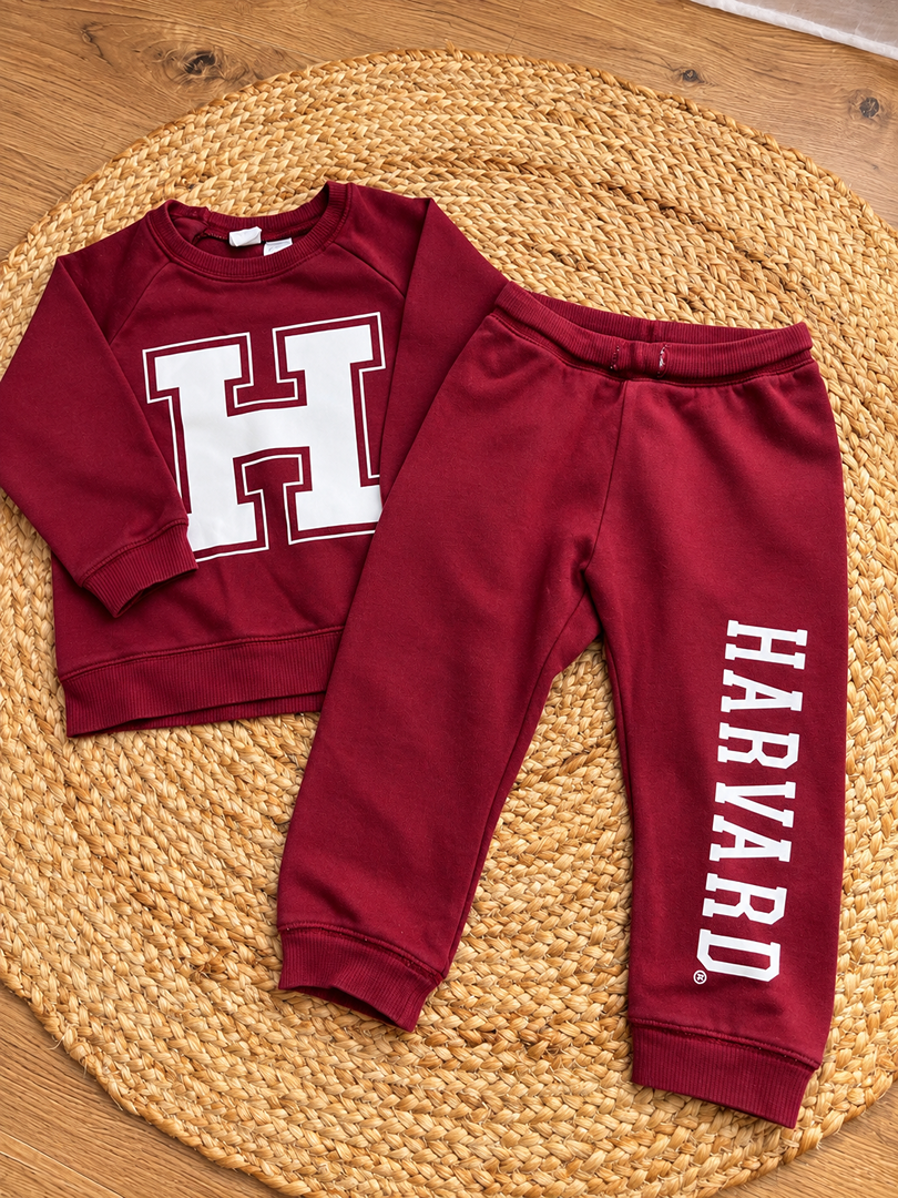 Ensemble sweat et pantalon H&m garçon 2 ans bourgogne hiver harvard