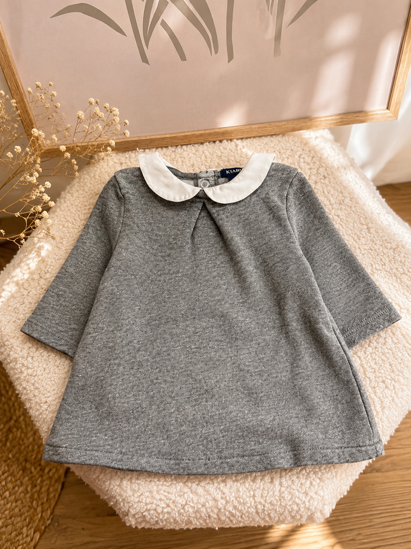 Robe grise col claudine Kiabi 3 mois fille hiver
