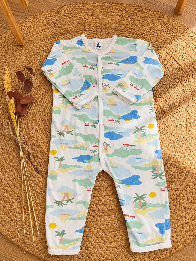 Pyjama 1 pièce jersey sans pieds grenouillère Petit Bateau 18 mois garçon mi-saison