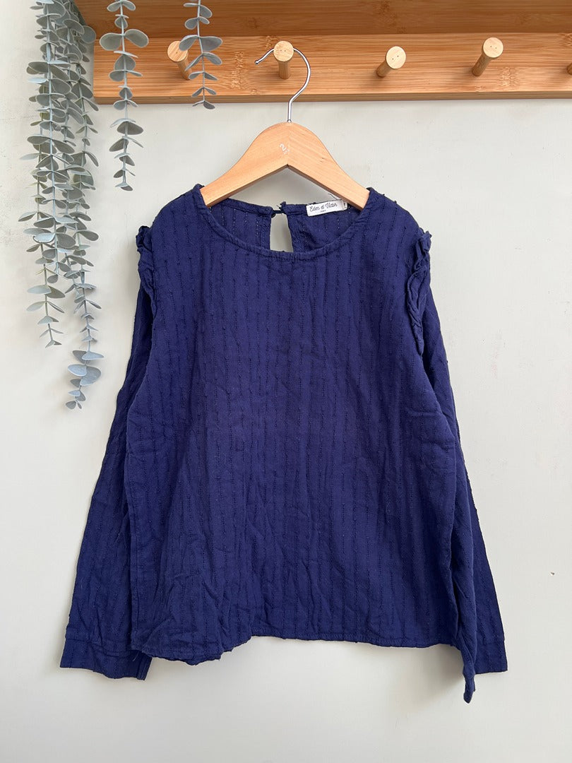 Blouse fille Eden et Victor bleu marine manches longues mi-saison taille 8 ans très bon état