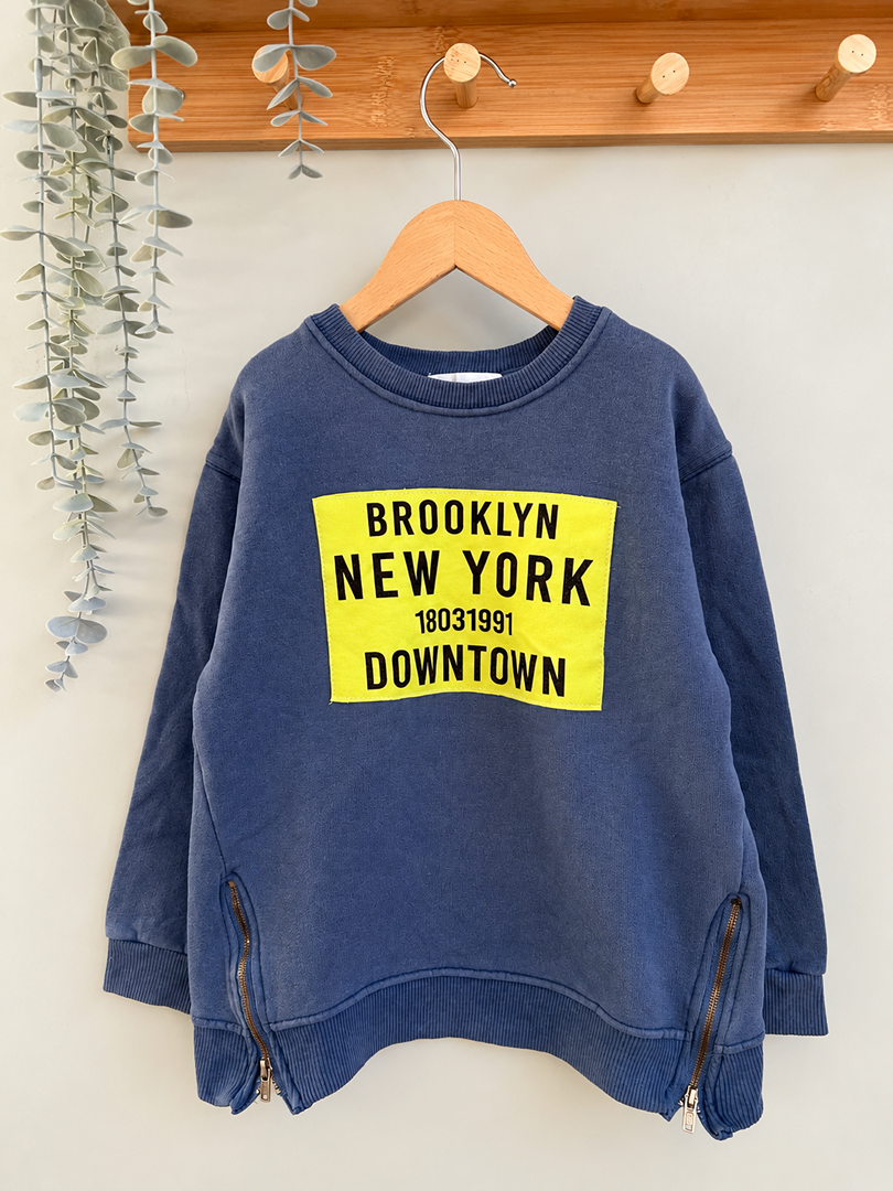 Sweat-shirt garçon Zara bleu manches longues hiver 6 ans