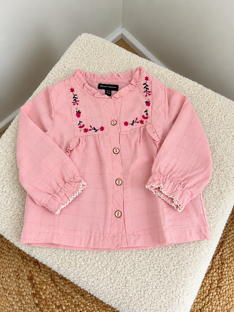 Chemise fille rose Sergent Major 9 mois manches longues mi-saison
