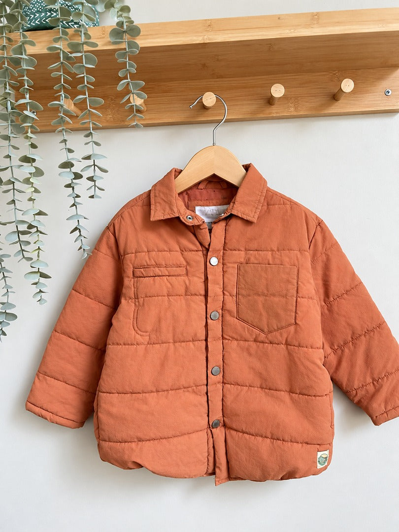 Veste matelassée Zara orange garçon mi-saison manches longues 3 ans