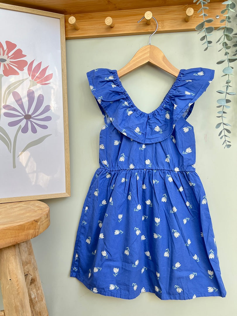 Robe fille Kiabi 6 ans bleue à fleurs été sans manches