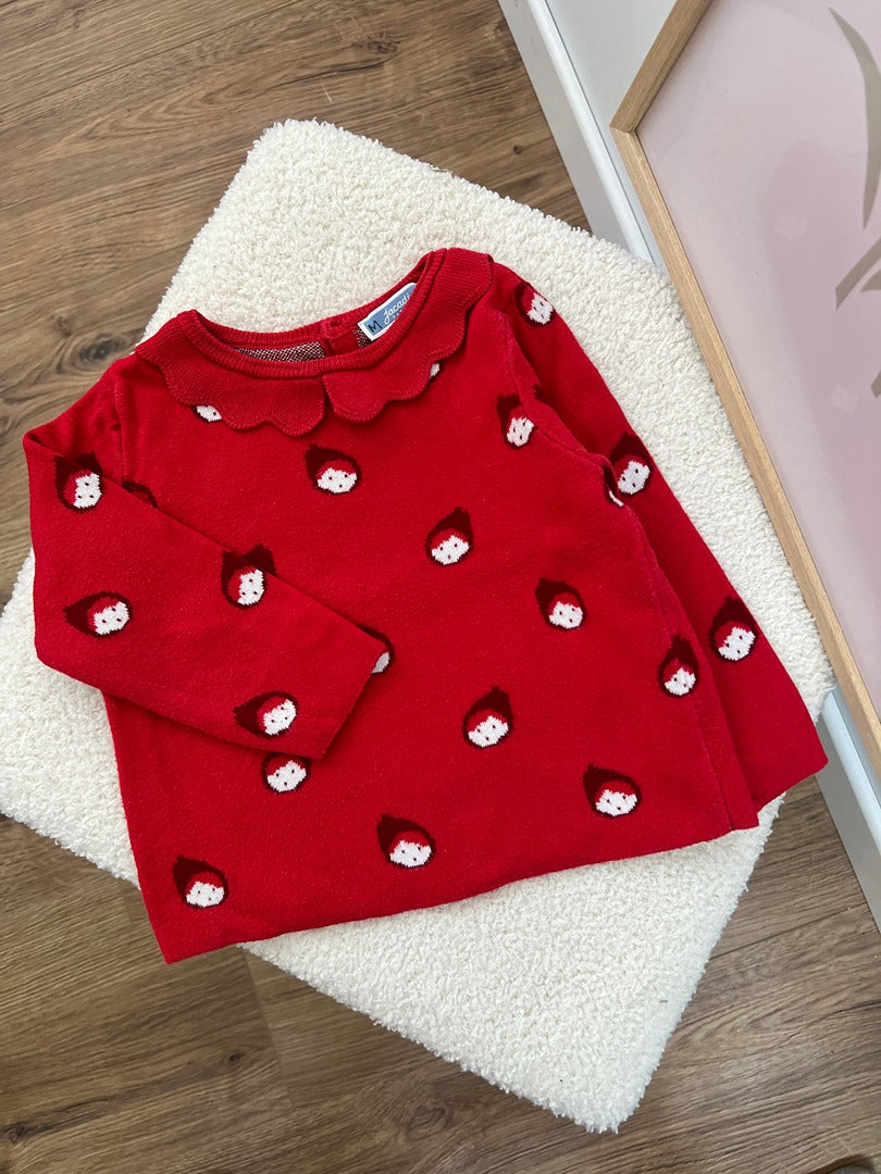 Pull joli col fille Jacadi - 18 mois - Rouge