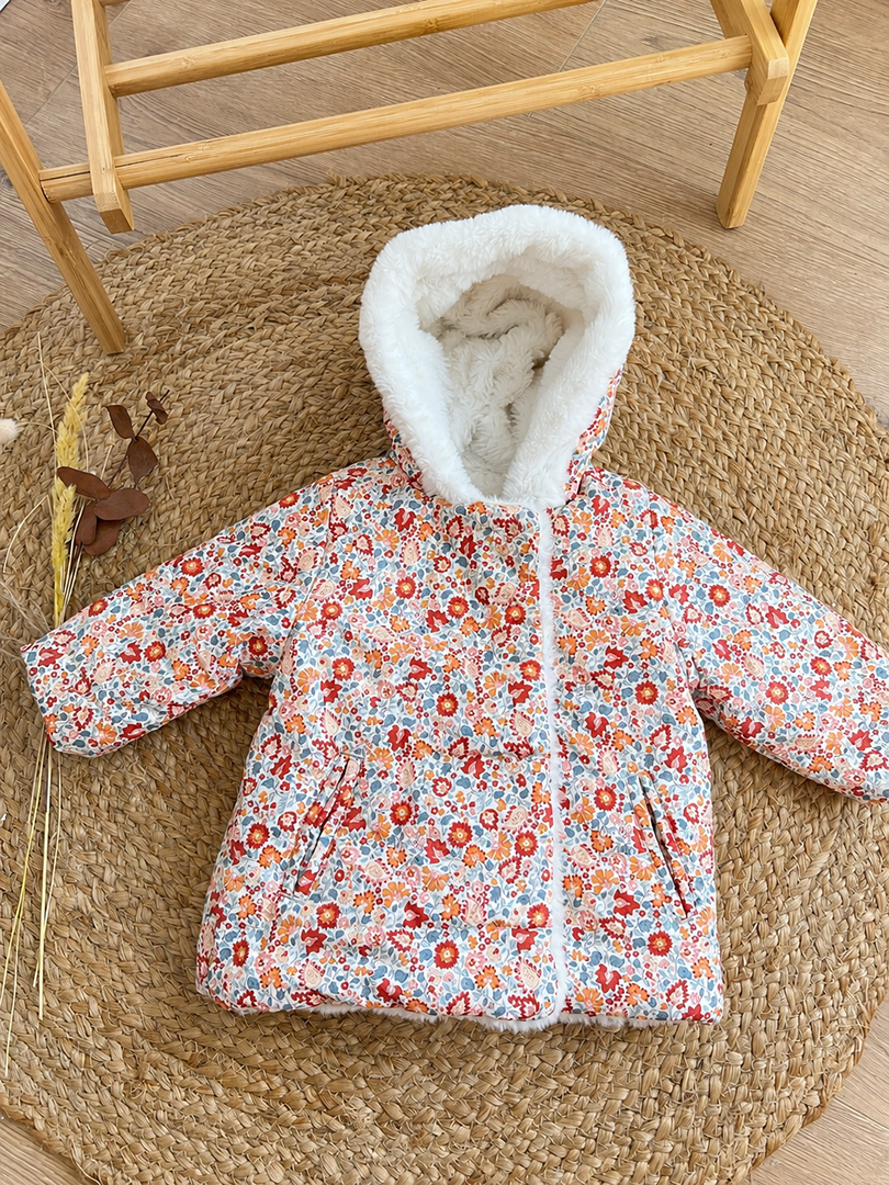 Manteau réversible blanc fleuri Sergent Major 9 mois fille hiver