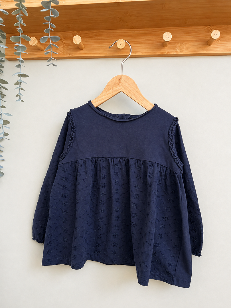 T-shirt fille Zara 5 ans bleu marine manches longues mi-saison