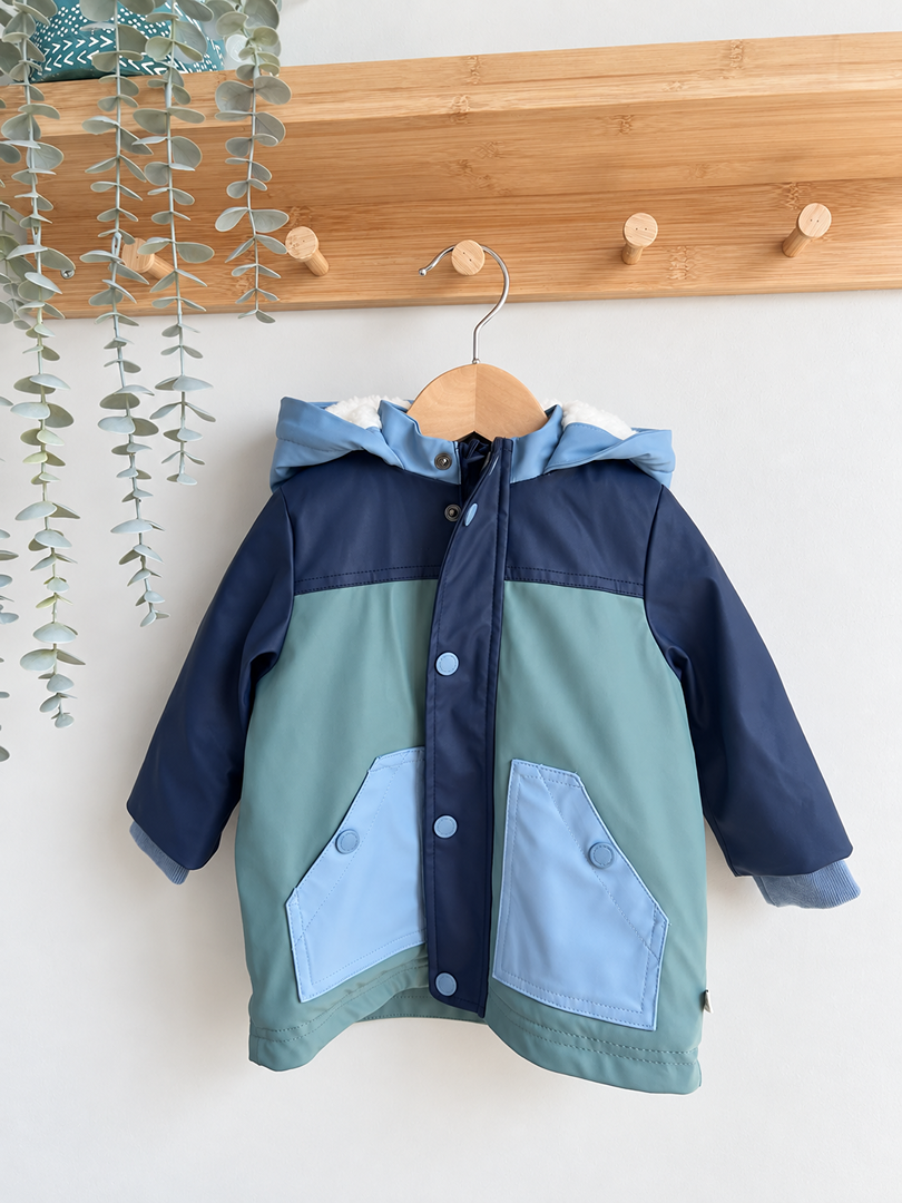 Manteau imperméable bébé garçon Cadet Rousselle vert et bleu mi-saison manches longues 6 mois