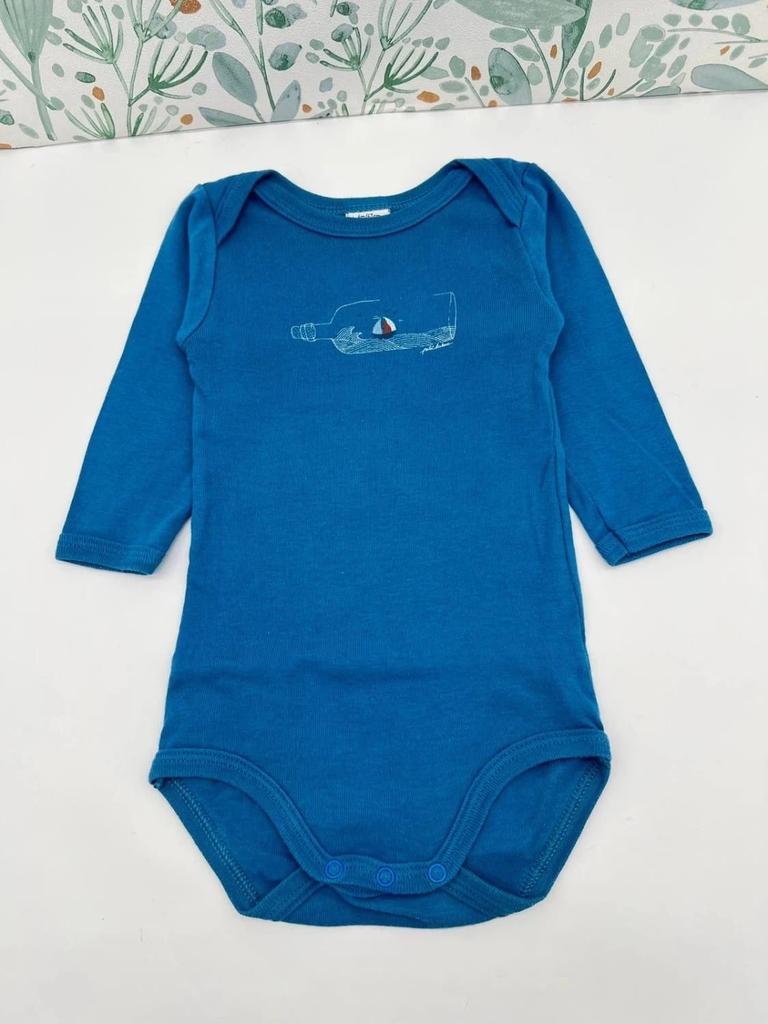 Bodie bleu Ml col Us - Petit Bateau 6 mois Garçon