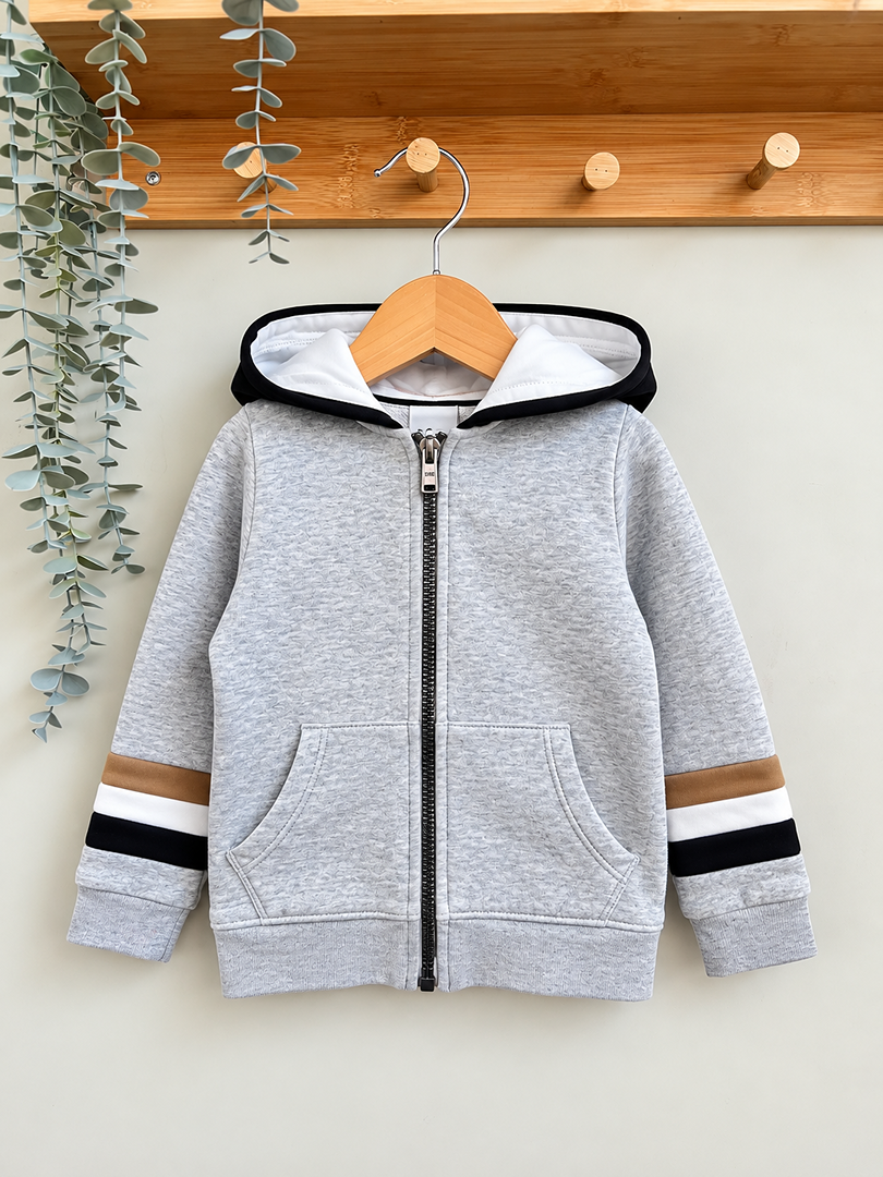Gilet zippé à capuche Hugo Boss gris garçon mi-saison manches longues 3 ans