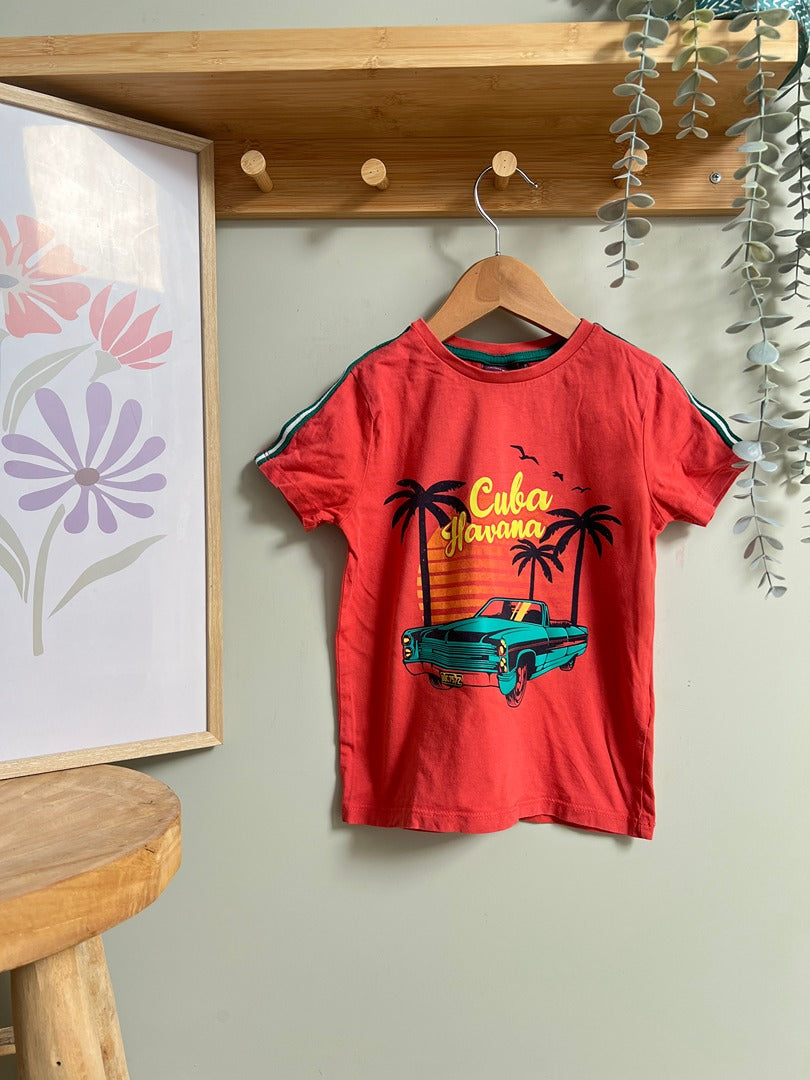 T-shirt Sergent Major 5 ans garçon rouge motif Cuba voiture été manches courtes