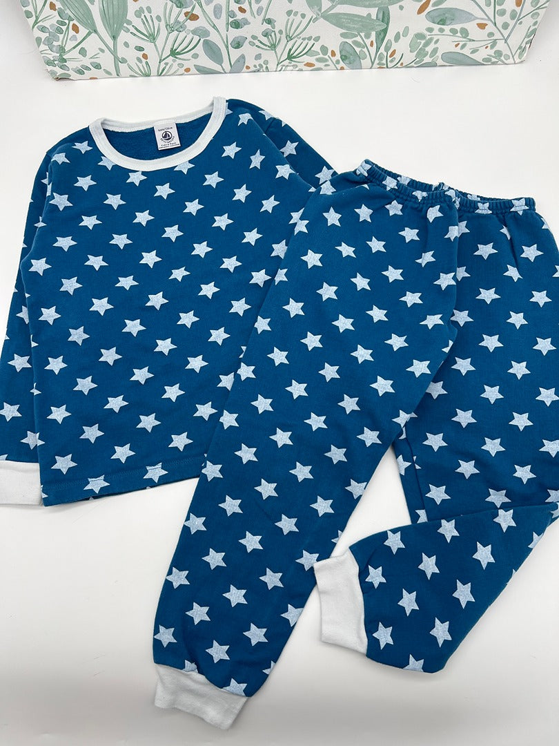 Pyjama 2 pièces épais bleu garçon Petit Bateau 6 ans manches longues
