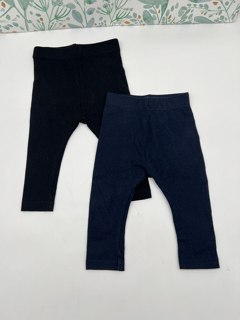 Lot 2 leggings unis fille Kiabi - 6 mois - Noir bleu marine