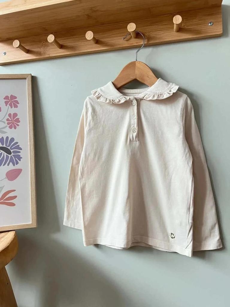 T-shirt col beige fille Vertbaudet 5 ans – Basique chic pour l’automne