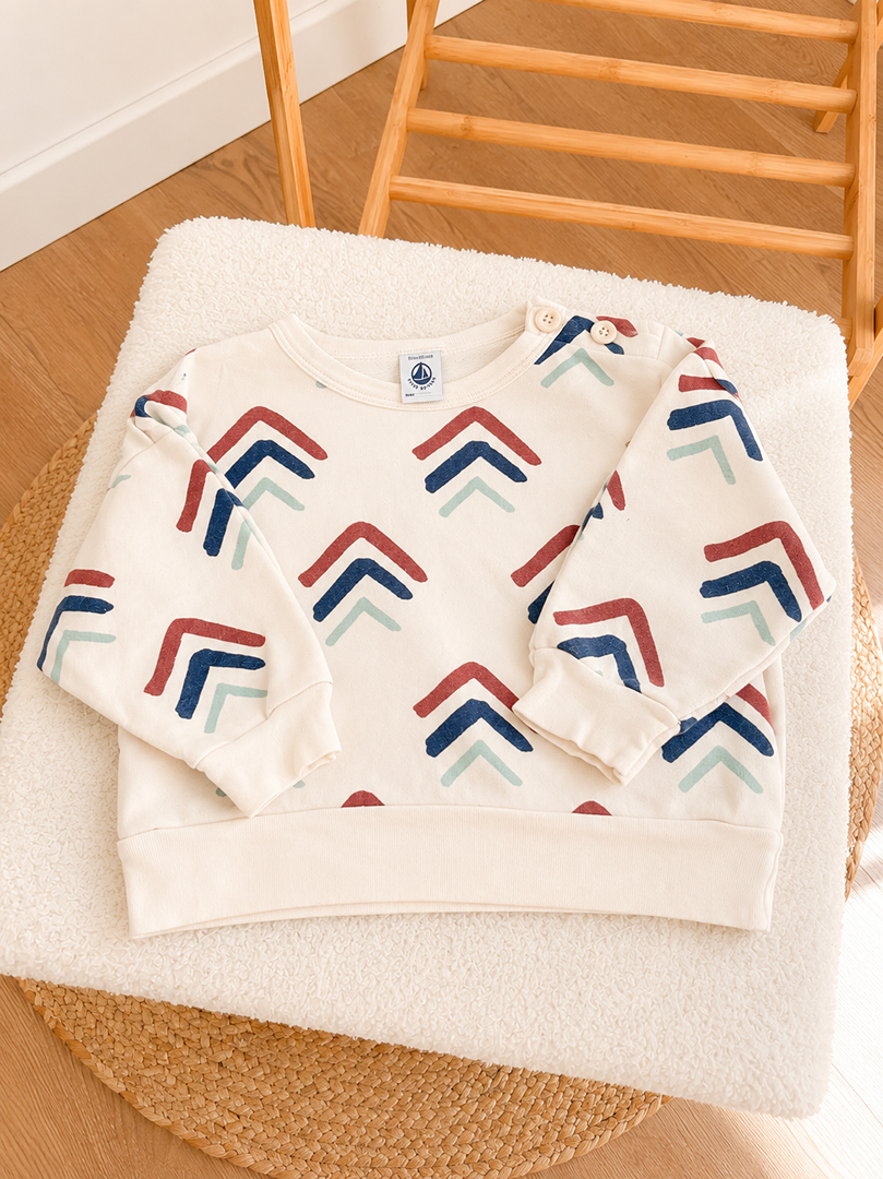 Sweat pull Petit Bateau 18 mois crème mixte mi-saison fille ou garçon