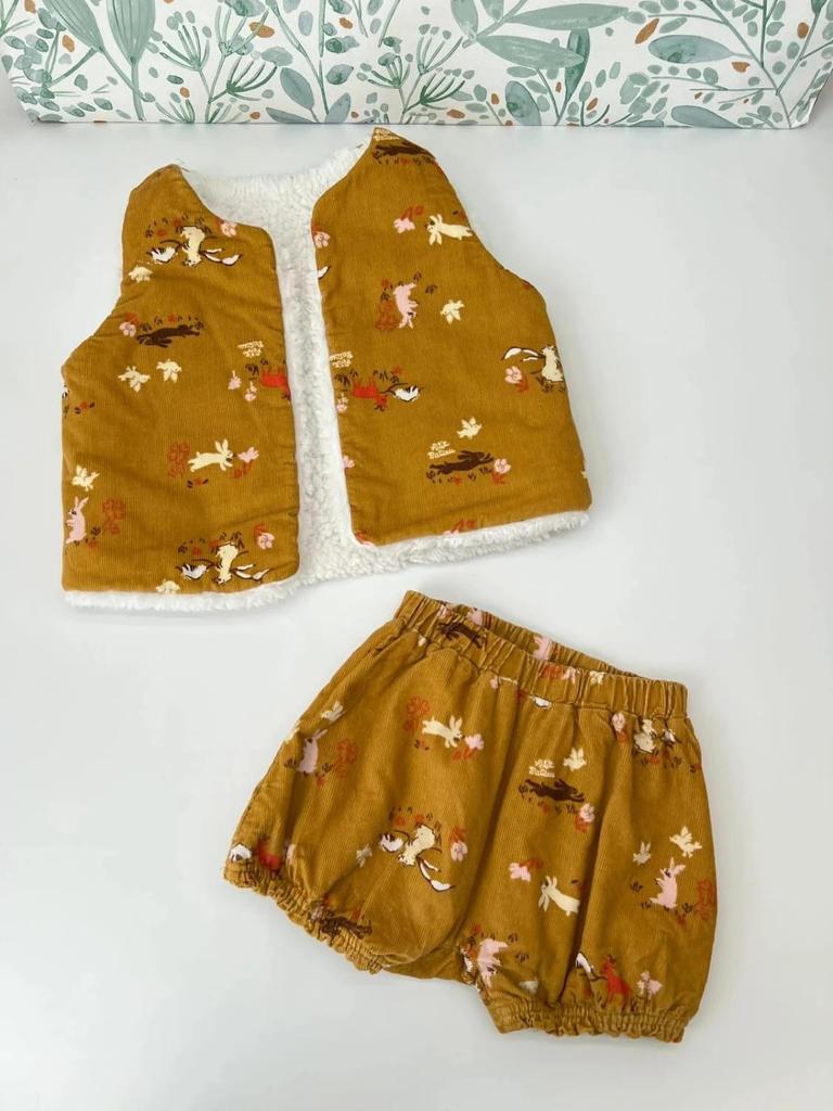 Ensemble gilet berger + bloomer fille - Petit Bateau 12 mois