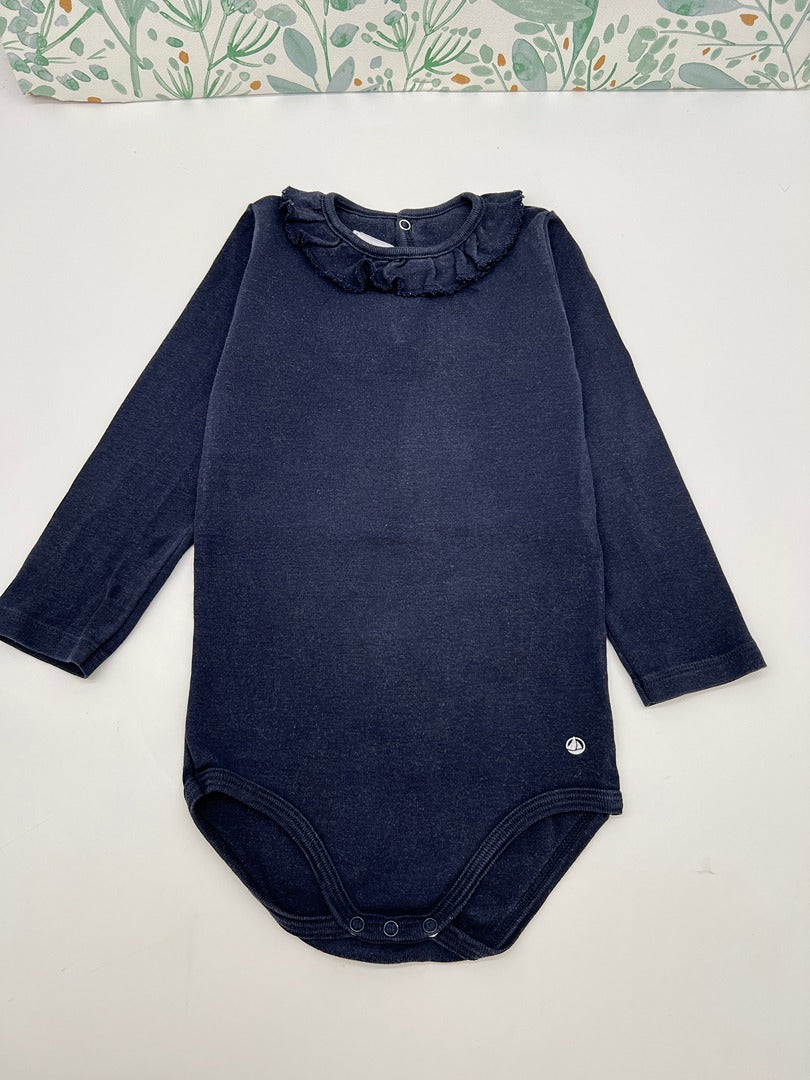 Body avec joli col fille Petit Bateau - 24 mois (2 ans) - Bleu marine