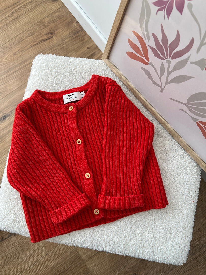Gilet côtelé maill mixte Cyrillus - 12 mois - Rouge - fille ou garçon