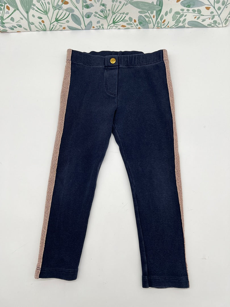 Legging / pantalon slim fille Petit Bateau - 3 ans - Bleu marine et cuivré