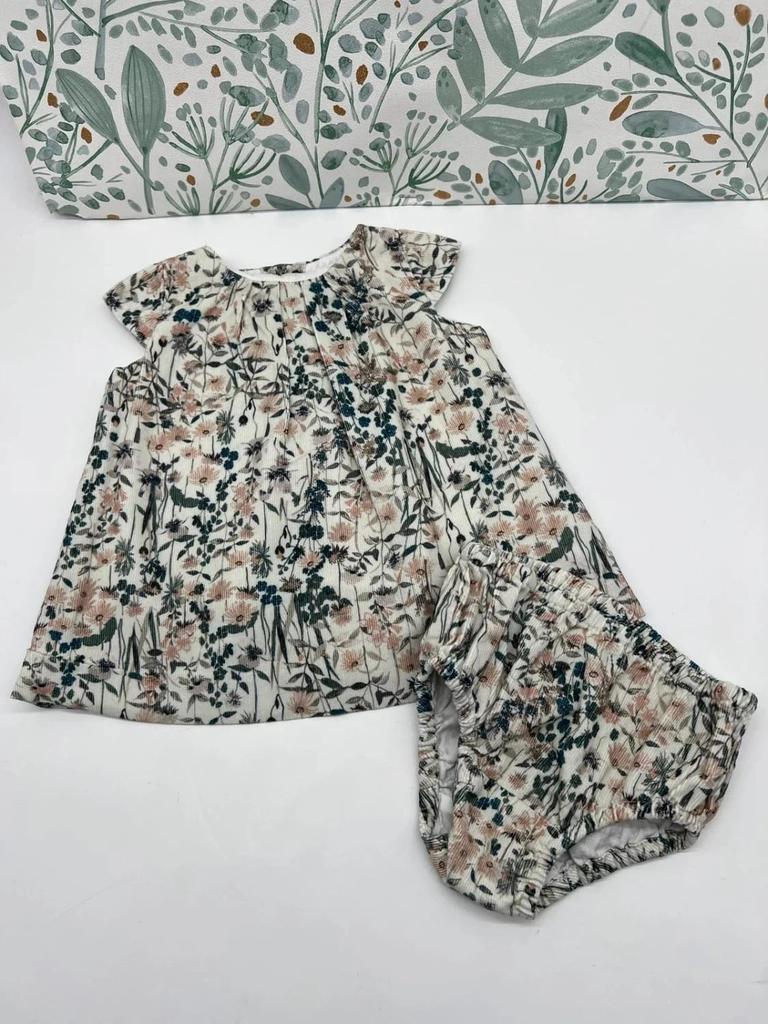 Robe en velours côtelé fleur + bloomer Zara 3/6 mois 68 cm fille – tenue complète automne