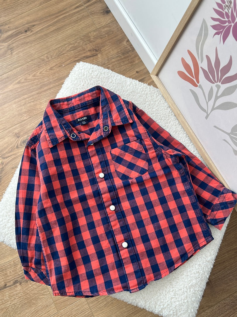 Chemise à carreaux garçon Kiabi - 12 mois - Rouge bleu