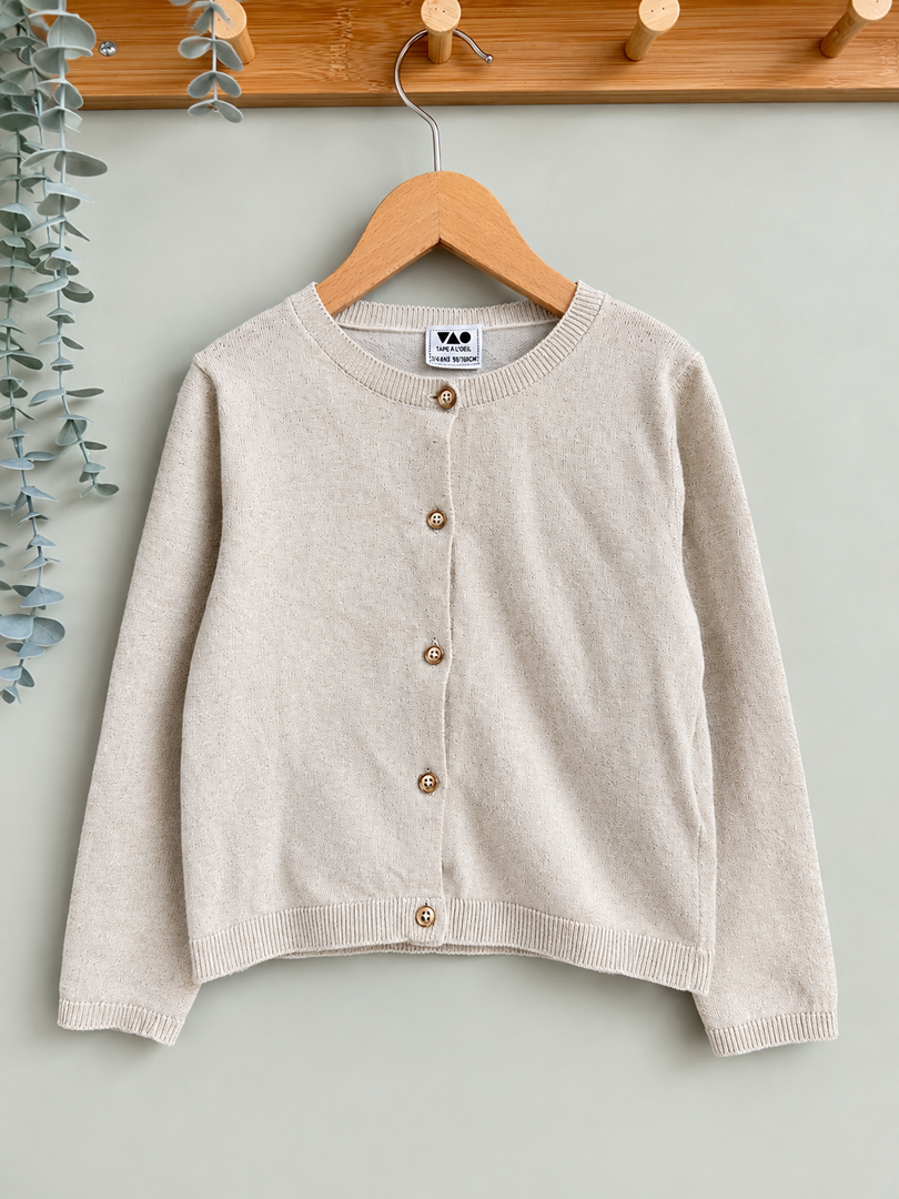 Gilet Tape à l'œil fille beige manches longues mi-saison 3ans