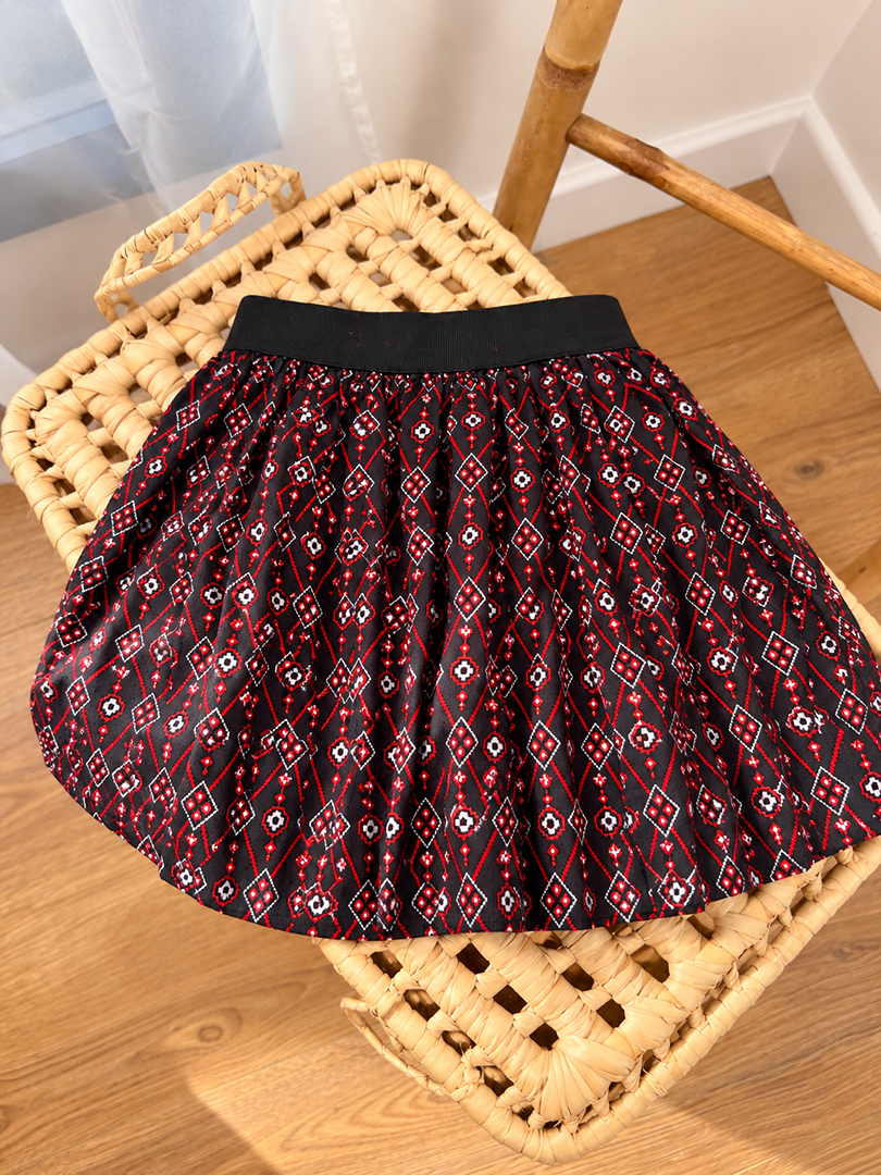 Jupe fille Monoprix Kids noire losanges style casual mi-saison 8 ans