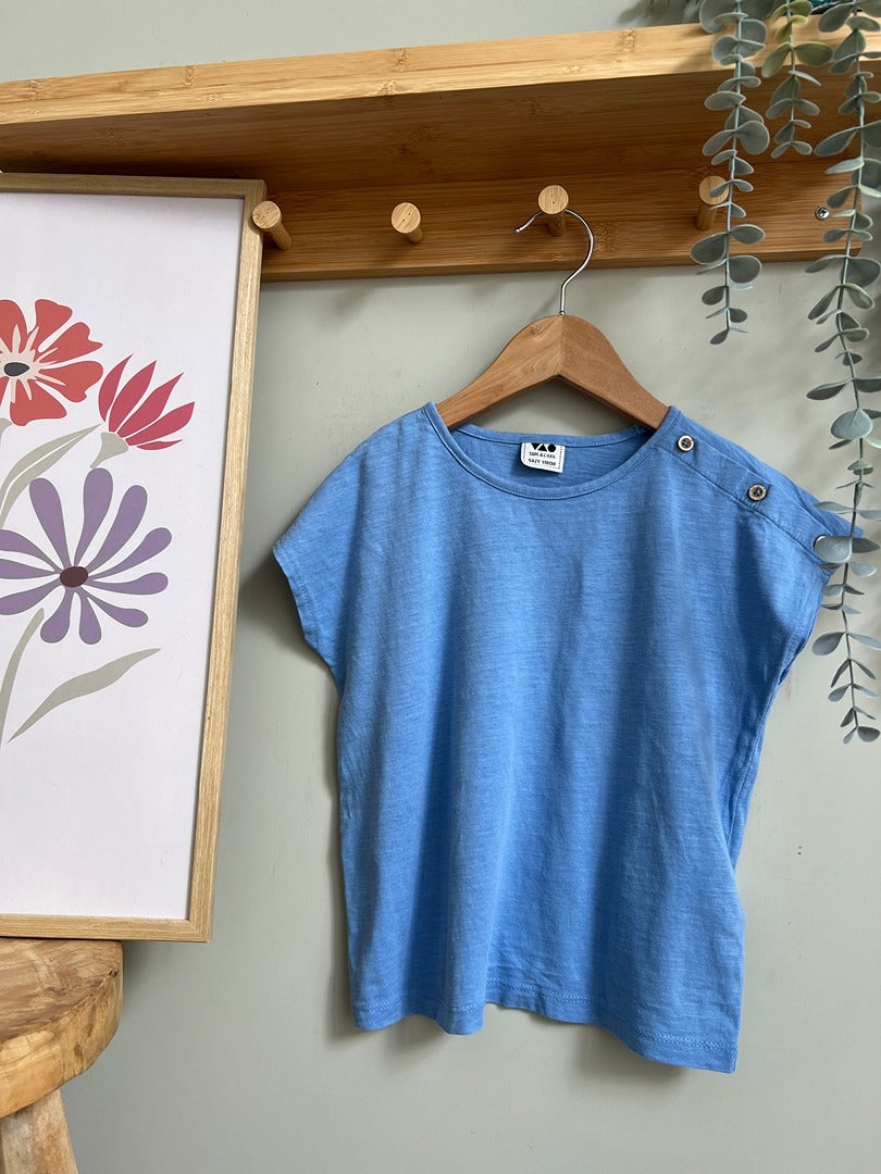 T-shirt bleu Tape à l'oeil fille 5 ans manches courtes été