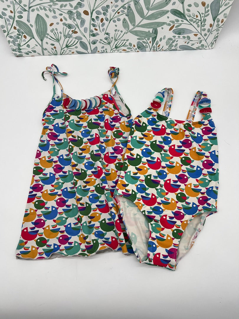 Lot Maillot de bain robe fille Red Point blanc 6 ans été