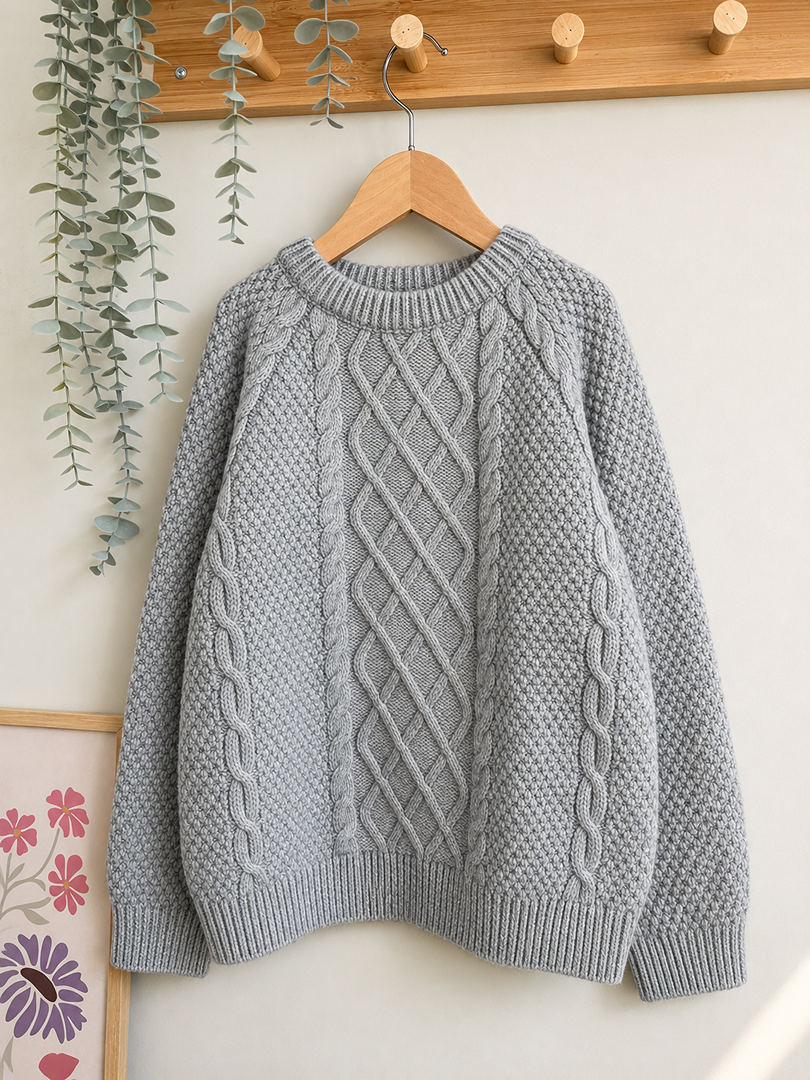 Pull torsadé gris Kiabi 8 ans garçon hiver manches longues