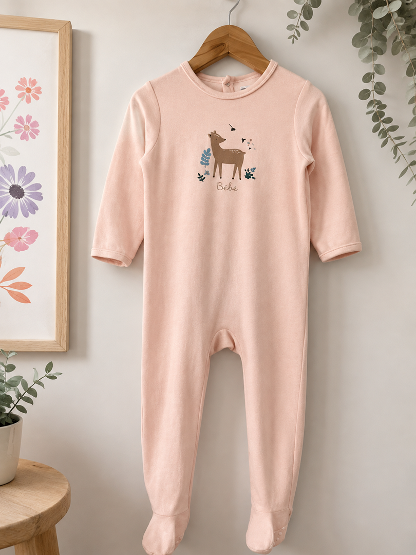 Pyjama 1 pièce velours 3 ans fille rose Vertbaudet hiver